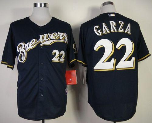 Brewers #22 Matt Garza Navy Blue Cool Base Stitched Jersey - Zenithce