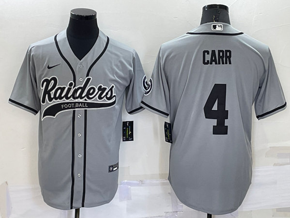 Las Vegas Raiders #4 Derek Carr Gray Cool Base Stitched Baseball Jersey - Zenithce