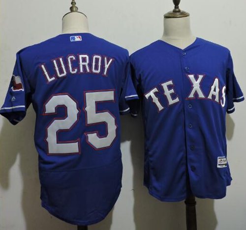Rangers #25 Jonathan Lucroy Blue Flexbase Authentic Collection Stitched Jersey - Zenithce