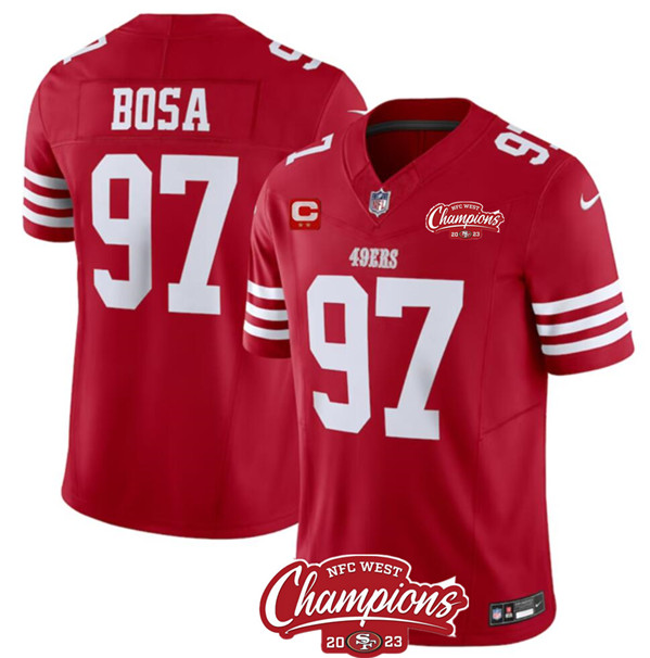 San Francisco 49ers #97 Nick Bosa Red 2023 F.U.S.E. With 2-Star C Ptach And NFC West Champions Patch Stitched Jersey - Zenithce