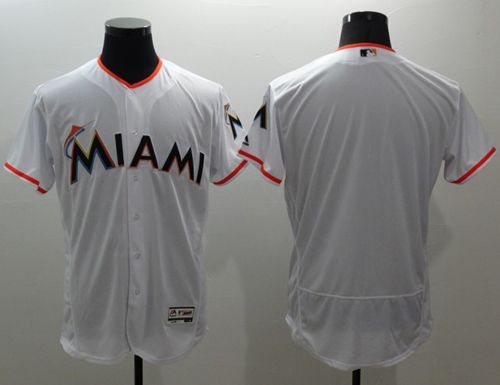 Marlins Blank White Flexbase Authentic Collection Stitched Jersey - Zenithce