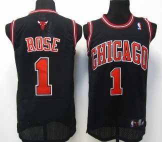 Chicago Bulls #1 Derrick Rose Black Swingman Jersey - Zenithce