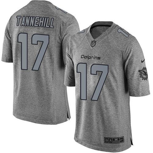 Dolphins #17 Ryan Tannehill Gray Stitched Limited Gridiron Gray Nike Jersey - Zenithce