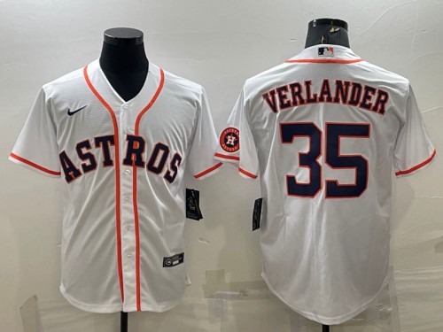 Houston Astros #35 Justin Verlander White With Patch Cool Base Stitched Jersey - Zenithce