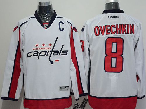 Capitals #8 Alex Ovechkin White Stitched Jersey - Zenithce