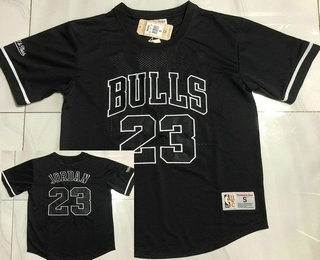 Chicago Bulls #23 Michael Jordan Black Short Sleeved AU Throwback Jersey - Zenithce