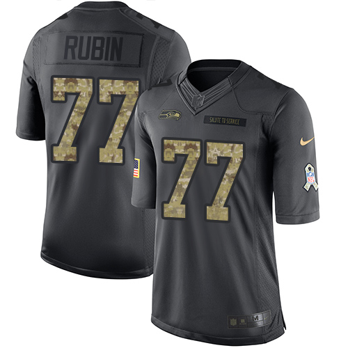 Seahawks #77 Ahtyba Rubin Black Stitched Limited 2016 Salute To Service Nike Jersey - Zenithce