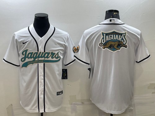 Jacksonville Jaguars White Team Big Logo With Patch Cool Base Stitched Jersey - Zenithce