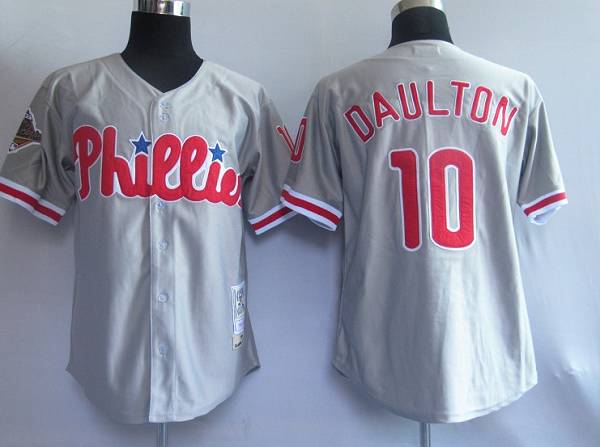 Mitchell And Ness Phillies #10 Royal Daulton Grey Stitched Throwback Jersey - Zenithce