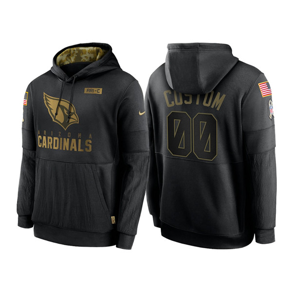 Arizona Cardinals Customized 2020 Black Salute To Service Sideline Performance Pullover NFL Hoodie - Zenithce