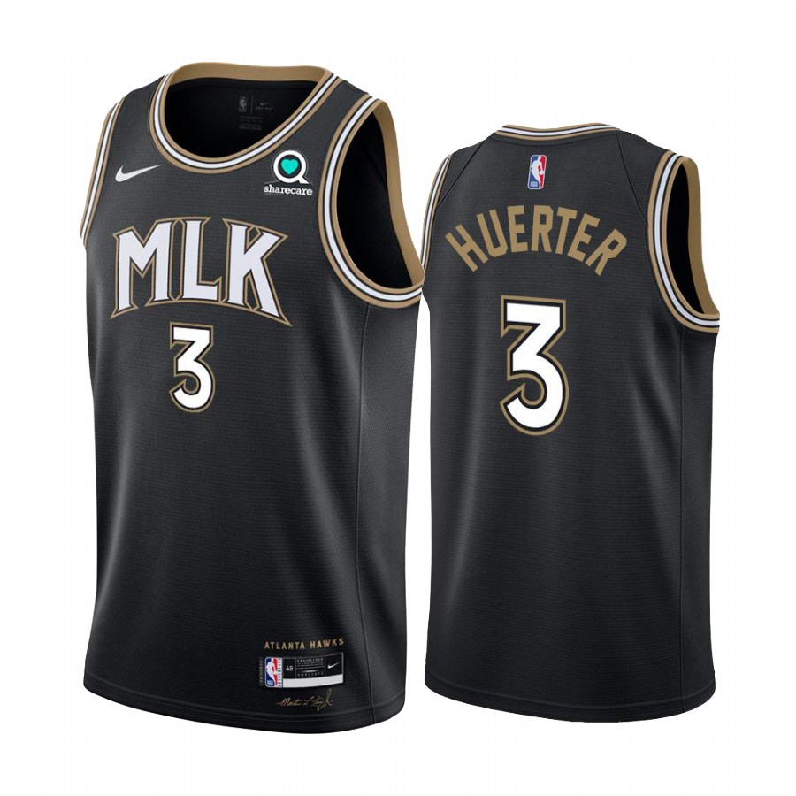 Hawks #3 Kevin Huerter Black Swingman 2020-21 City Edition Jersey - Zenithce