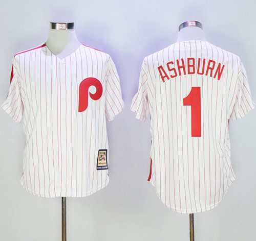 Mitchell And Ness Phillies #1 Richie Ashburn White Strip Throwback Stitched Jersey - Zenithce