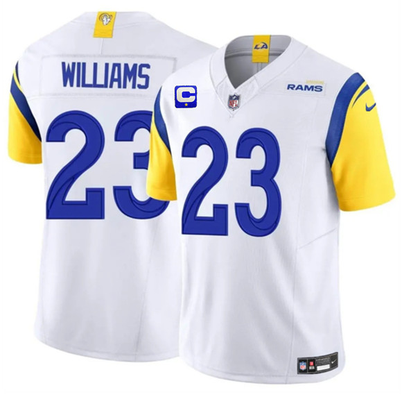 Los Angeles Rams #23 Kyren Williams White 2025 F.U.S.E. With 1-Star C Patch Vapor Untouchable Stitched Jersey - Zenithce