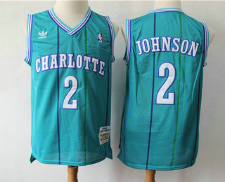 Charlotte Hornets #2 Larry Johnson 1992-93 Blue Hardwood Classics Soul Swingman Throwback Jersey With Adidas - Zenithce