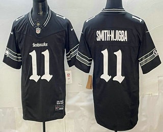 Seattle Seahawks #11 Jaxon Smith Njigba Black 2025 FUSE Gothic Rain City Shadows Edition Vapor Limited Jersey - Zenithce