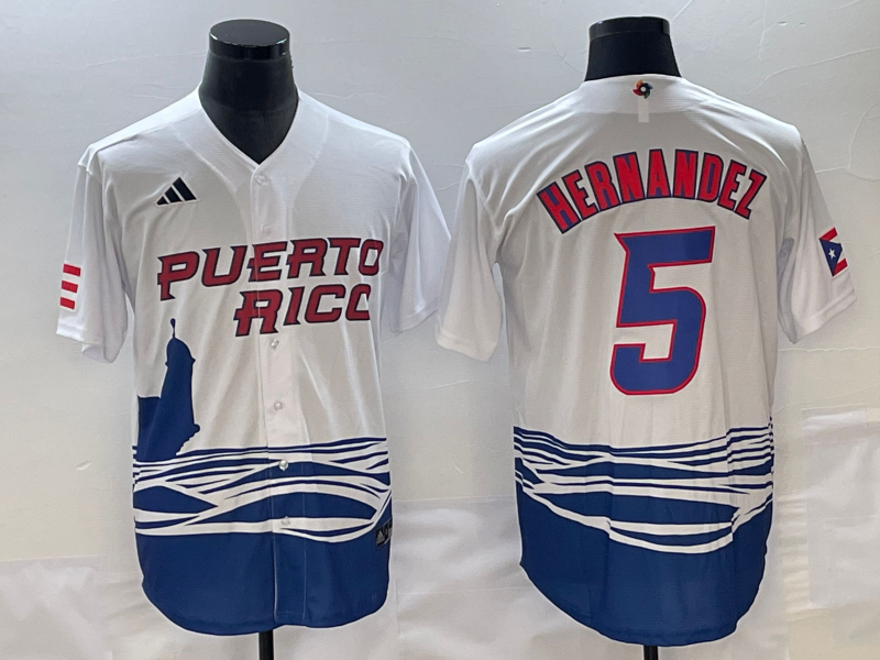 Puerto Rico #5 Enrique Hernandez 2023 White World Classic Stitched Jersey - Zenithce