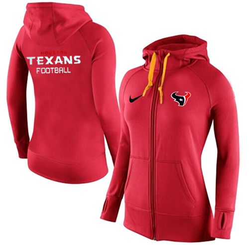 Women's Nike Houston Texans Full-Zip Performance Hoodie Red - Zenithce