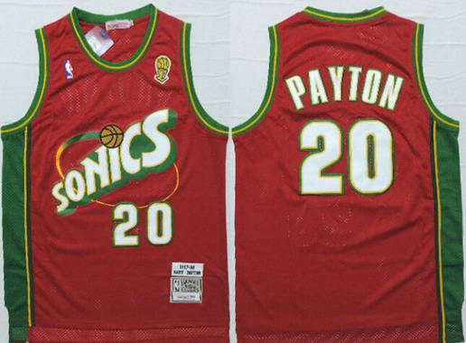 Seattle Supersonics #20 Gary Payton 1997-98 Red Hardwood Classics Soul Swingman Throwback Jersey - Zenithce