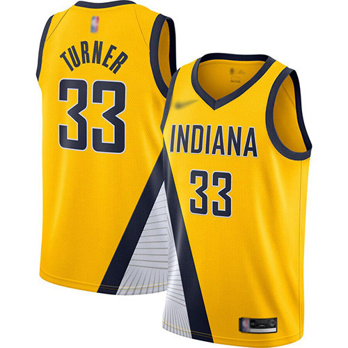 Pacers #33 Myles Turner Gold Swingman Statement Edition 2019-2020 Jersey - Zenithce