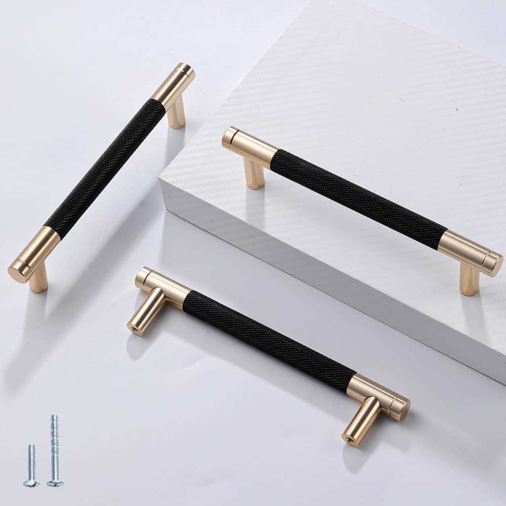 Ntresbonne 12 Pack Barrel Cabinet Pulls Gold and Black Cupboard Aluminum Handles Drawer Pull Cabinet Handles - Zenithce