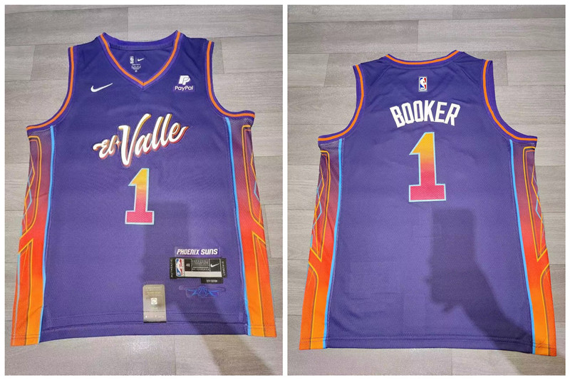 Suns 1 Devin Booker Purple 2023-24 City Edition Swingman Jersey - Zenithce