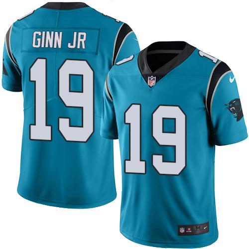 Panthers #19 Ted Ginn Jr Blue Stitched Limited Rush Nike Jersey - Zenithce