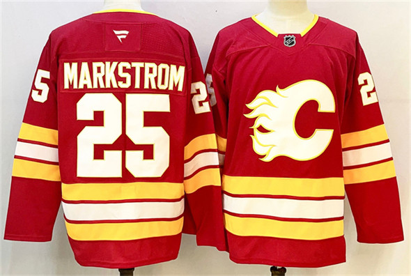 Calgary Flames #25 Jacob Markstrom Red 2024-25 Home Stitched Jersey - Zenithce