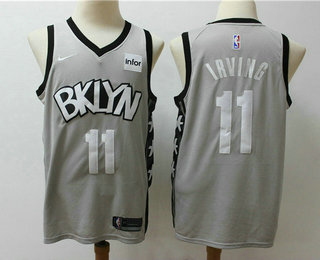 Brooklyn Nets #11 Kyrie Irving Gray 2019 NEW Swingman Stitched Jersey With The Sponsor Logo - Zenithce