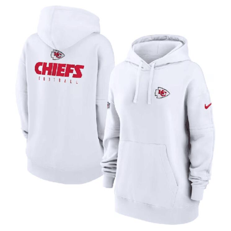 Kansas City Chiefs White Sideline Club Fleece Pullover Hoodie - Zenithce