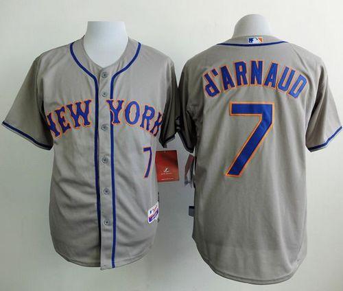 Mets #7 Travis D'Arnaud Grey Road Cool Base Stitched Jersey - Zenithce