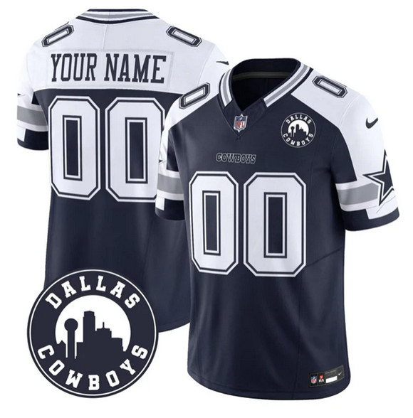 Dallas Cowboys Custom White Navy Alternate 2025 F.U.S.E Dallas City Patch Vapor Untouchable Limited Stitched Game Jersey - Zenithce