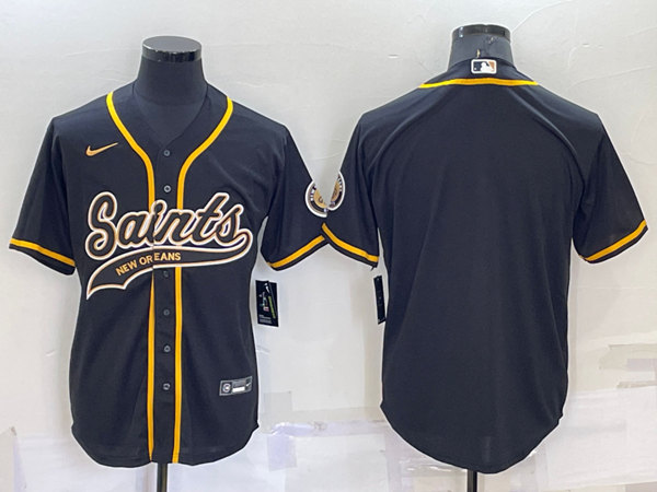 New Orleans Saints Blank Black Cool Base Stitched Baseball Jersey - Zenithce