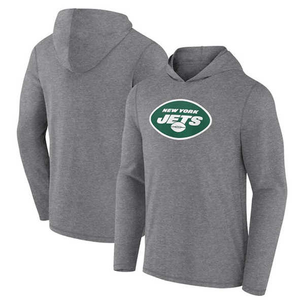 New York Jets Heather Gray Primary Logo Long Sleeve Hoodie - Zenithce
