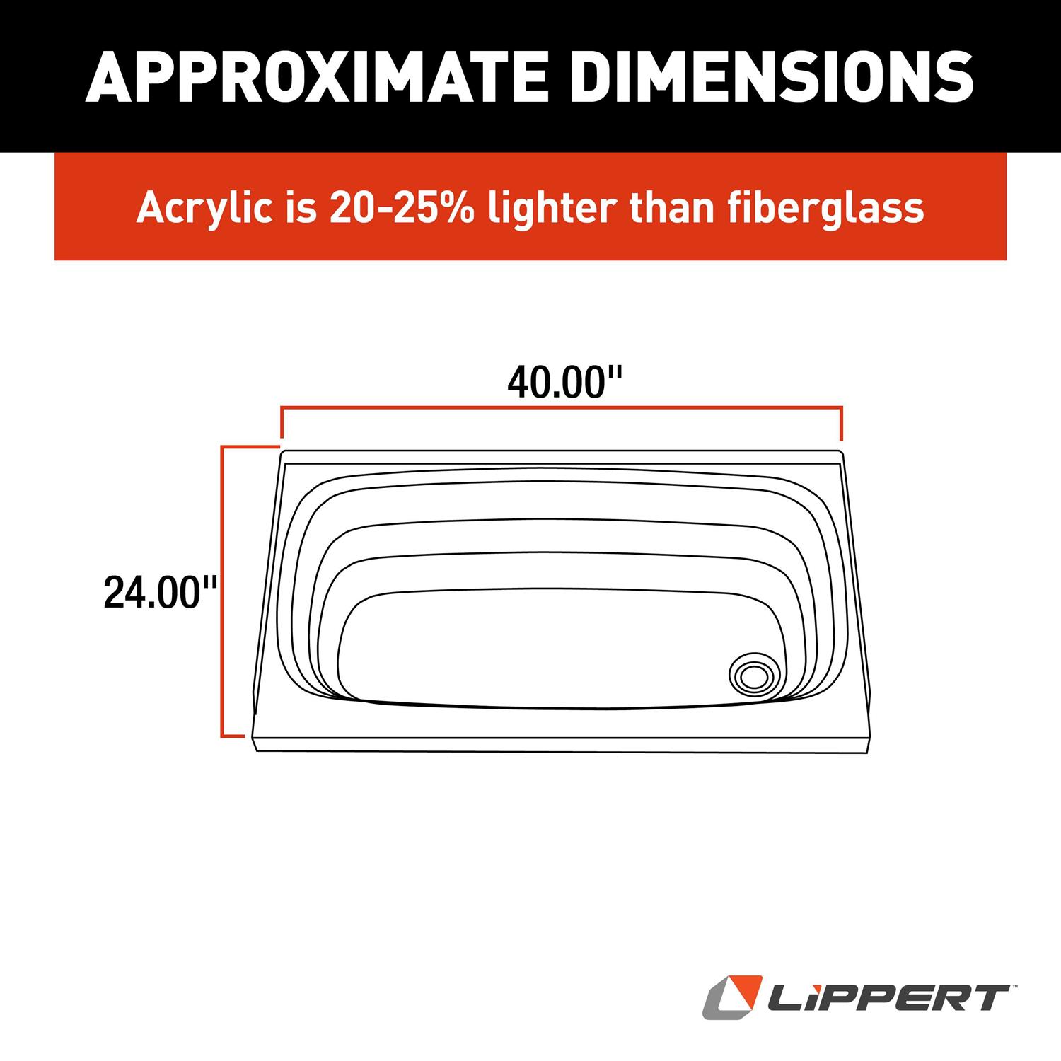 Lippert White-Left Hand Drain - Zenithce