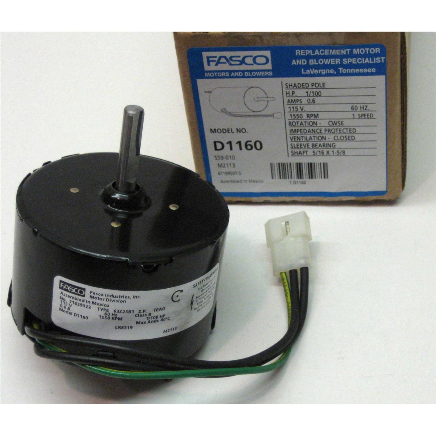 Fasco D1132 Motor 3.3, 1/20 HP - Zenithce