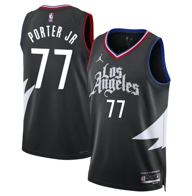 Los Angeles Clippers #77 Kevin Porter Jr Black Statement Edition Stitched Jersey - Zenithce