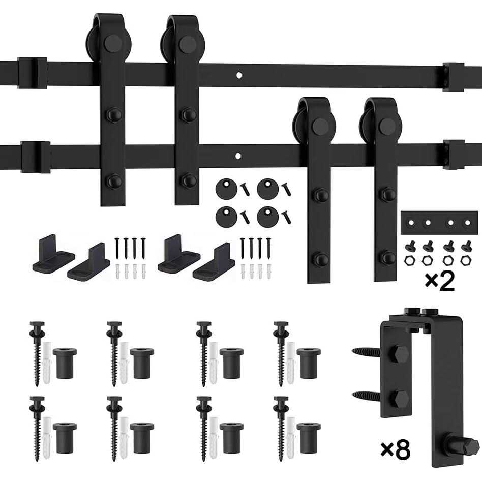Sliding Double Bypass Barn Door Hardware Kit winsoon Track Length - Zenithce