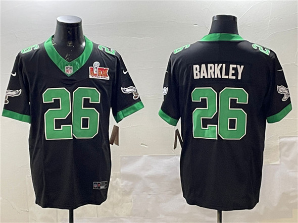 Philadelphia Eagles #26 Saquon Barkley Black 2025 Super Bowl LIX Patch F.U.S.E. Vapor Untouchable Limited Stitched Jersey - Zenithce