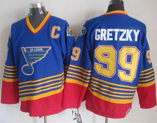 Blues #99 Wayne Gretzky Light Blue Red CCM Throwback Stitched Jersey - Zenithce