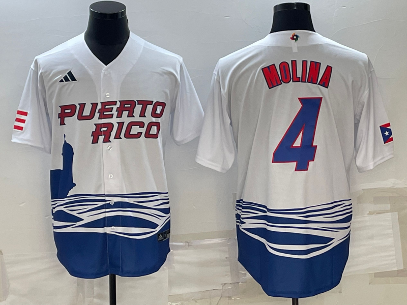 Puerto Rico #4 Yadier Molina 2023 White World Classic Stitched Jersey - Zenithce
