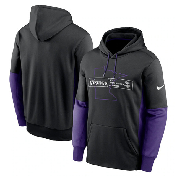 Minnesota Vikings Black Color Block Fleece Performance Pullover Hoodie - Zenithce