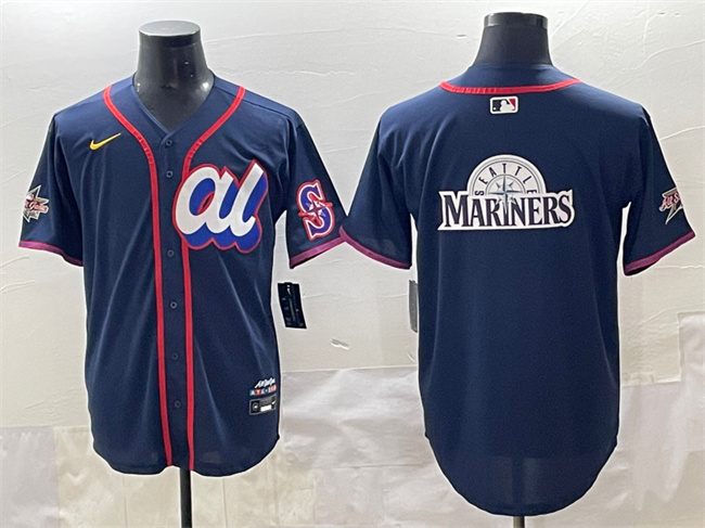 American League Seattle Mariners Team Big Logo Navy 2025 All-Star Edition Limited Stitched Jersey - Zenithce