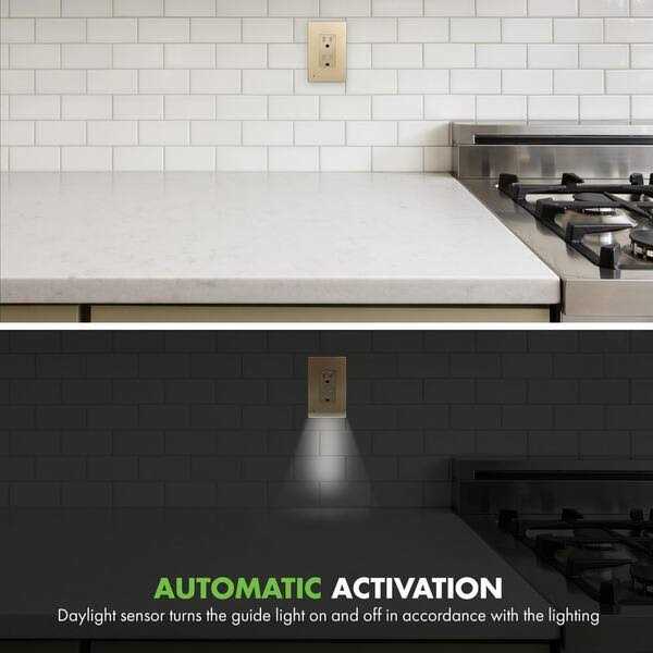 TOPGREENER 1-Gang Decorator/Rocker Outlet Plastic Screwless Midsize Wall Plate with Nightlight - Zenithce