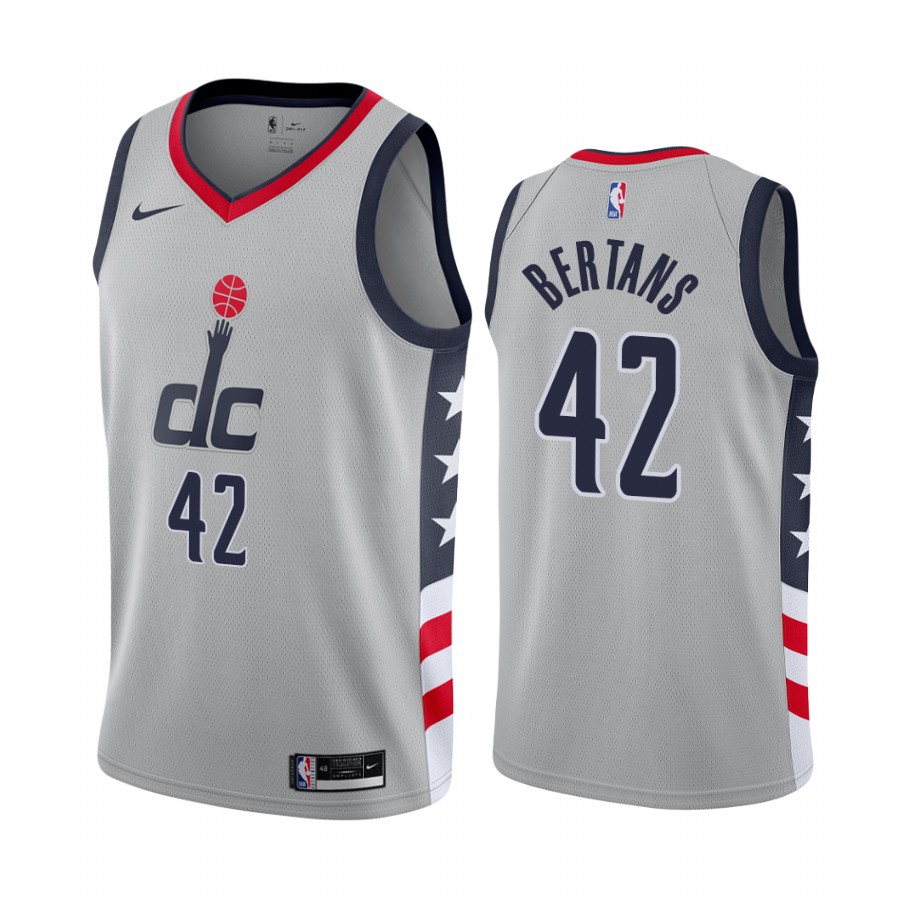 Wizards #42 Davis Bertans Gray Swingman 2020-21 City Edition Jersey - Zenithce
