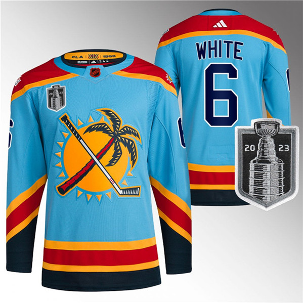 Florida Panthers #6 Colin White Blue 2023 Stanley Cup Final Reverse Retro Stitched Jersey - Zenithce