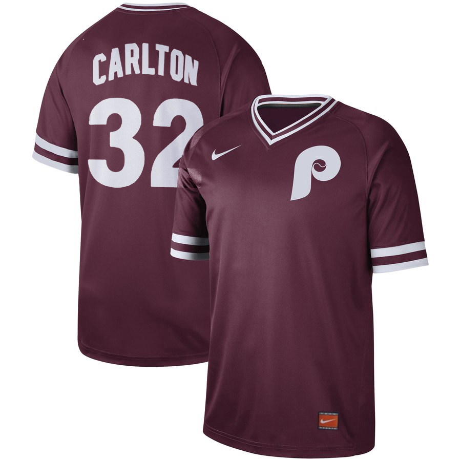 Philadelphia Phillies #32 Steve Carlton Maroon Cooperstown Collection Legend Stitched Jersey - Zenithce
