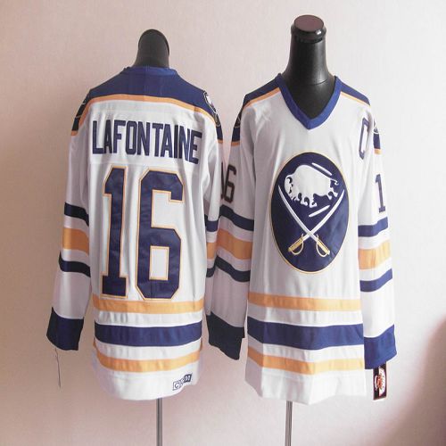 CCM Throwback Sabres #16 Lafontaine White Stitched Jersey - Zenithce