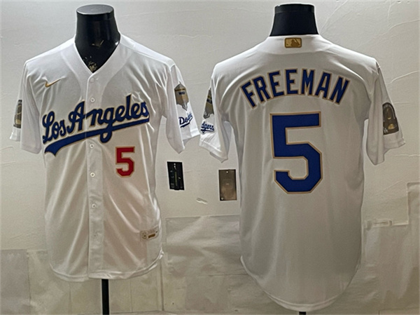 Los Angeles Dodgers #5 Freddie Freeman White 2026 Gold Collection 9x B2B Champs Patch Stitched Jersey - Zenithce
