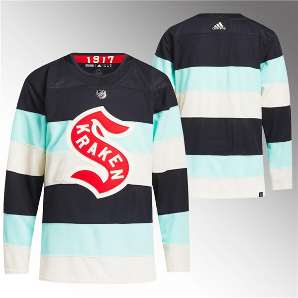 Seattle Kraken Blank Deep Sea Blue 2024 Winter Classic Primegreen Stitched Jersey - Zenithce