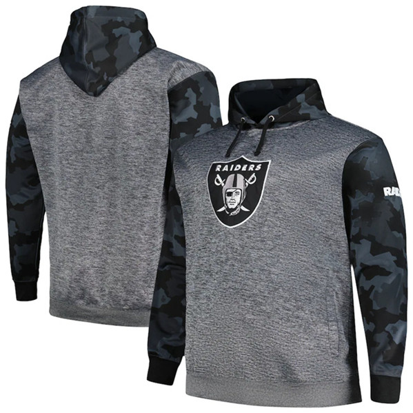 Las Vegas Raiders Heather Charcoal Big Tall Camo Pullover Hoodie - Zenithce